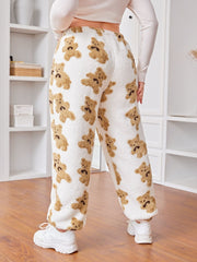 Fuzzy Bear Elastic Waist Pants