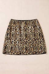 Sequin Leopard Mini Skirt