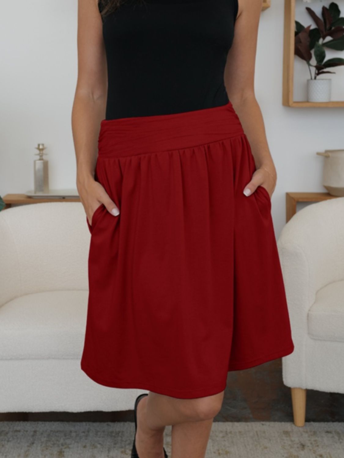 FAM-FAM Elastic Waist Skirt with Pockets