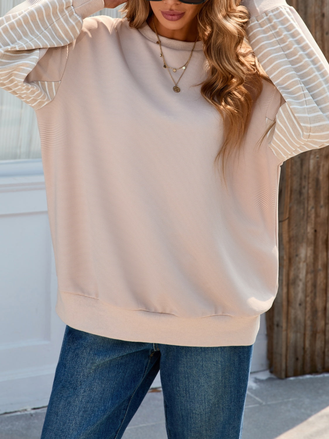 Striped Patchwork Long Sleeve Sweatshirt