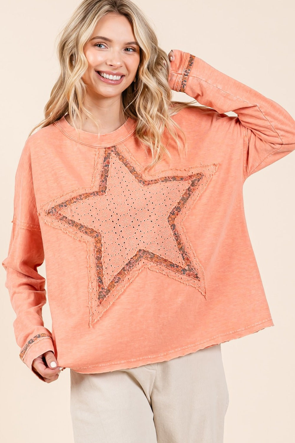 Mittoshop Mineral Wash Star Patch Long Sleeve T-Shirt