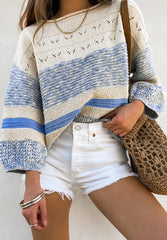 Contrast Round Neck Long Sleeve Sweater