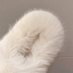 Fuzzy Open Toe Platform Slippers