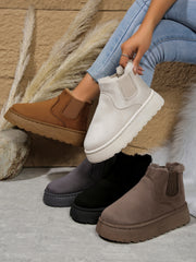 Suede Round Toe Platform Boots