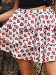 Perfee Layered Printed Mini Skirt