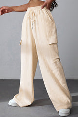 Drawstring Pocketed Wide Leg Pants